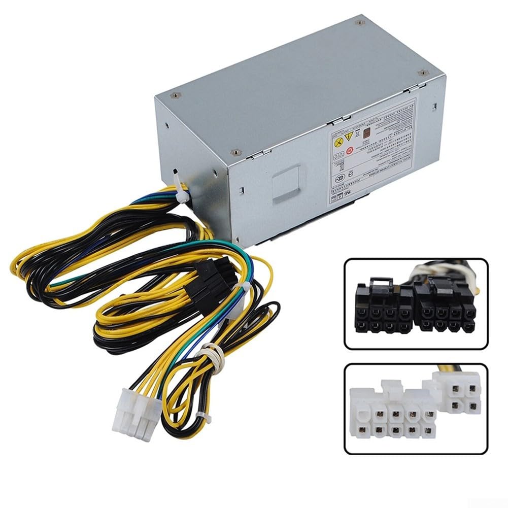 Minhe Alimentatore TFX da 500 W per interfaccia Erazer D215 (00PC745), 10P+4P+8+8pin, compatibile con desktop M310 M410 510S M510, metallo argentato