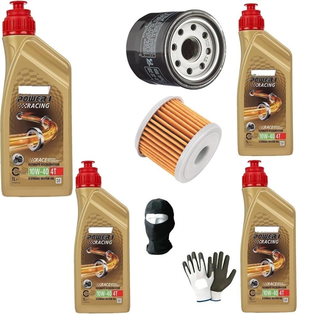 Kit de revisión para moto compatible con 1583 FLSTC Heritage Softtail Class. Kit de mantenimiento para moto. 4 litros de aceite Castrol 10W40 4T Power 1 Racing sintético + filtro de aceite para