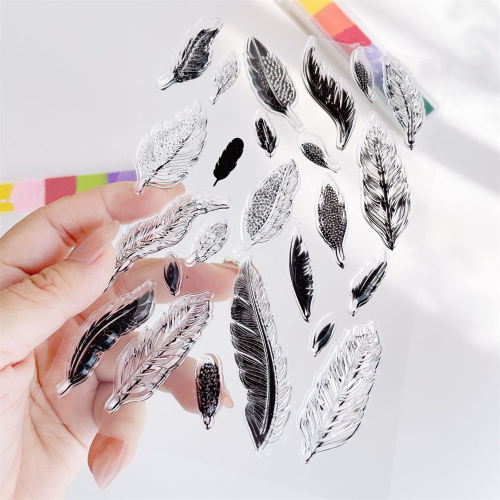 Sellos transparentes de plumas de silicona con sentimientos, hojas de sellos transparentes para decoración de tarjetas de vacaciones y álbum de álbumes de recortes, manualidades de bricolaje