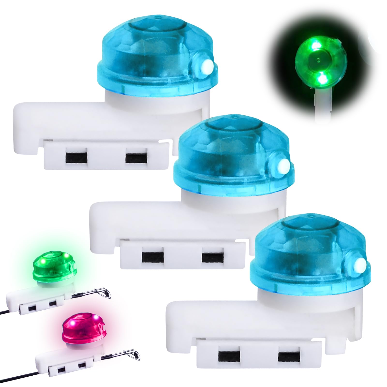 Alarmas de Picada de Pesca LED, 3 Piezas Indicadores Electrónicos para Caña de Pescar