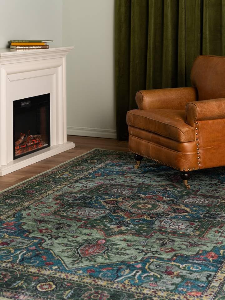 RugVista Georgia Oriental, Alfombra Moderna, Pelo Corto, 200 x 300 cm, Rectangular, Calidad cert. Oeko-Tex Standard 100, Chenilla, Pasillo, Dormitorio, Cocina, Salón, Despacho, Verde