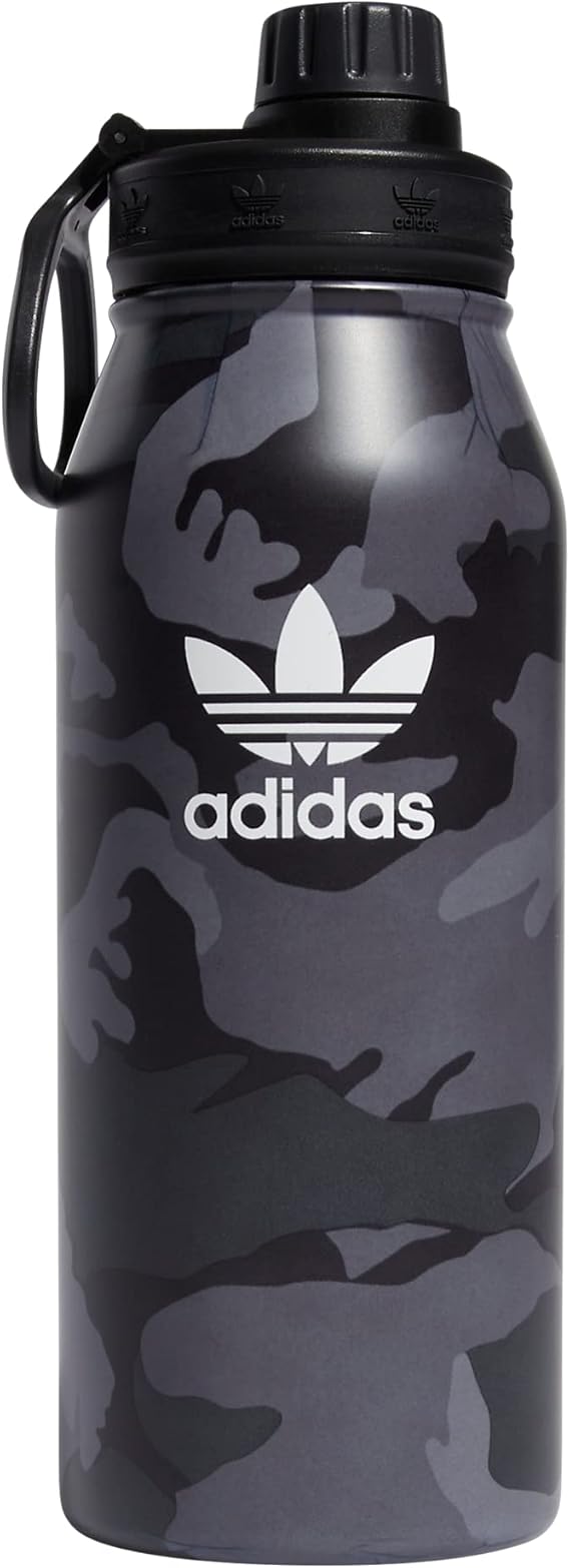 adidas Originals 1 Liter (32 oz) Metal Water Bottle, Hot/Cold Double-Walled Insulated 18/8 Stainless Steel