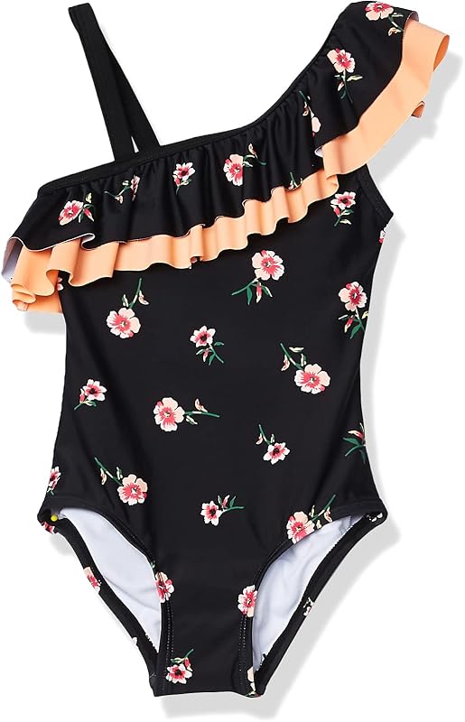 Kanu Surf Girls Morgan Floral Ruffle 1-Shoulder 1-piece Swimsuit