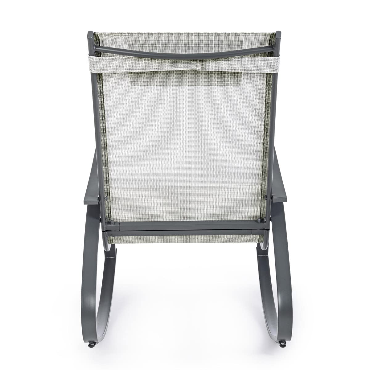 Yellowshop - DEMID poltrona giardino portico terrazza sedia a dondolo con poggiatesta cm 60x107xh95 Antracite Bianco Tortora (Antracite/Grigio chiaro)