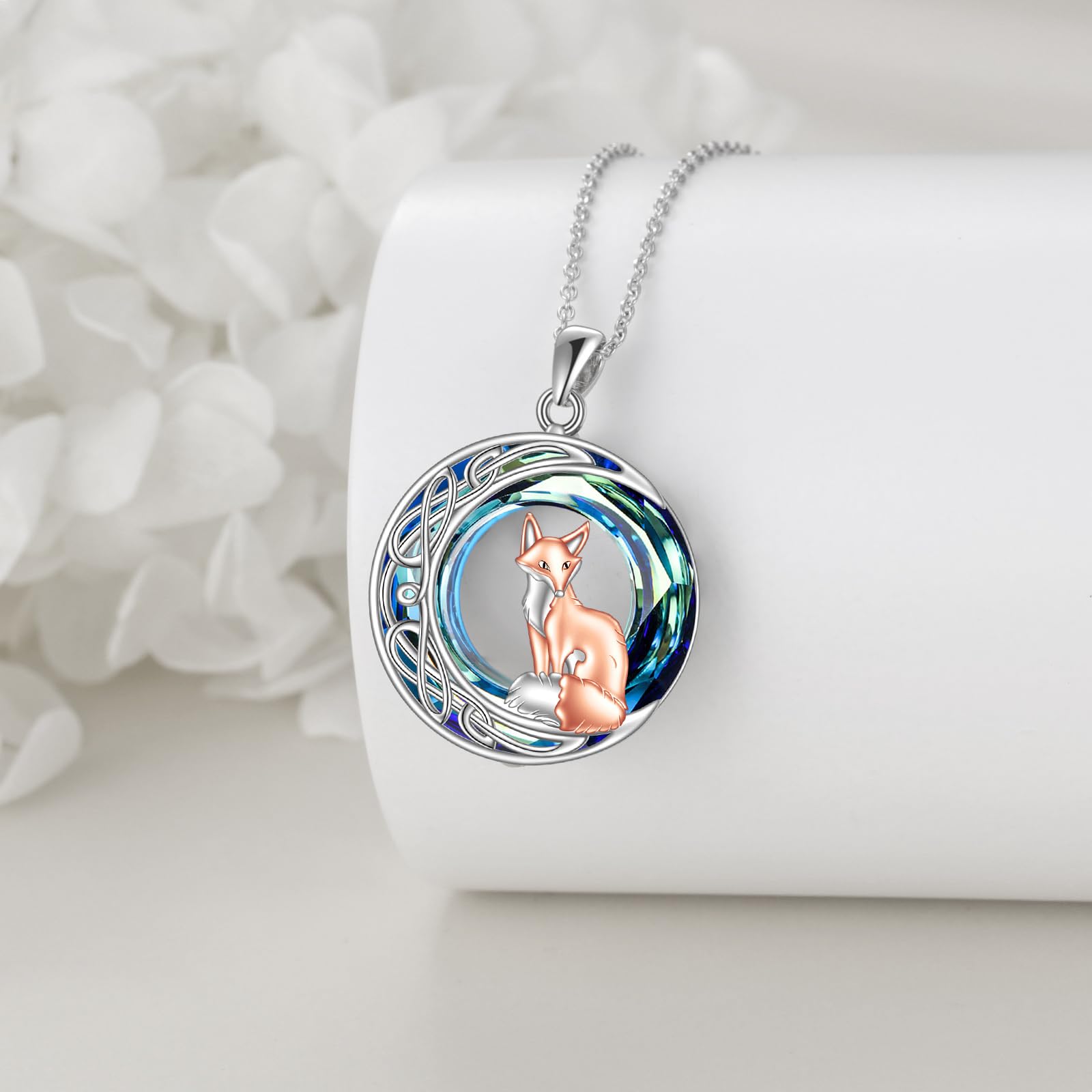 YAFEINI Tiere Kette für Damen S925 Sterling Silber Schildkröte/Flamingo/Panda/Fuchs/Kolibri/Katze/Schmetterling/Biene/Faultier/Libelle Kristall Halskette Anhänger Schmuck für Mädchen