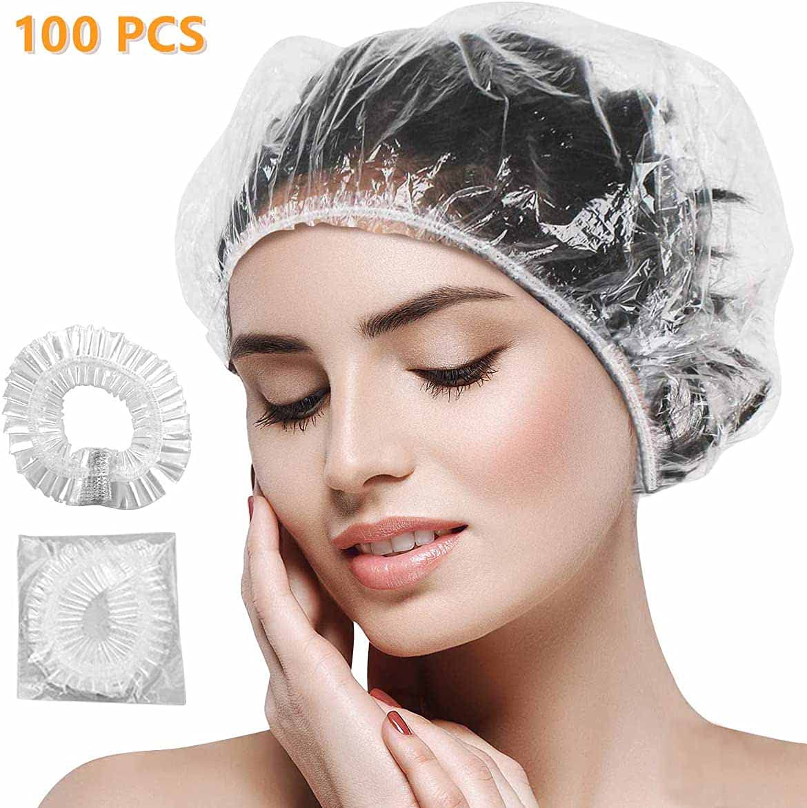 100 Einweg-Duschhauben Transparent, Elastisch & Wasserdicht - Für Bad, Friseur & Reise