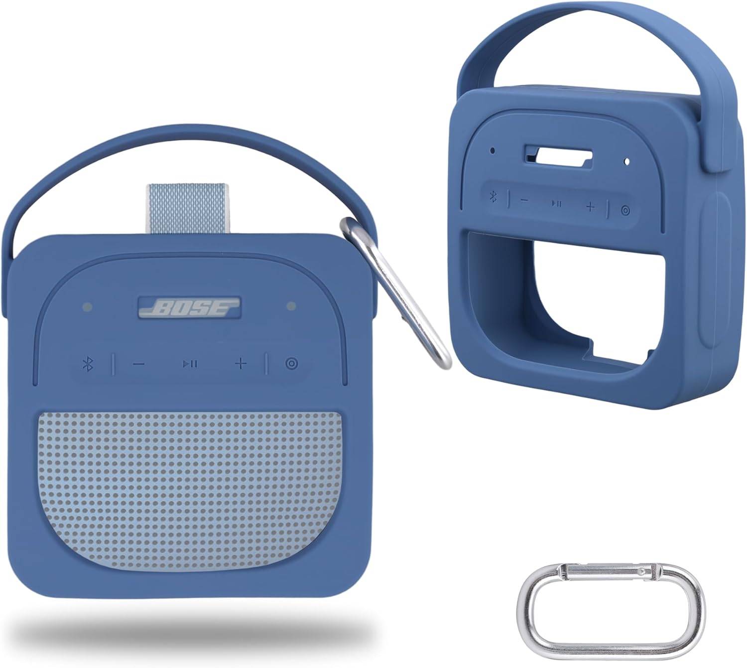 for Bose New SoundLink Micro 2nd Gen Portable Bluetooth Speaker Silicone Protective Case, Portable Travel Case with Carabiner (Blue) - co2CREA