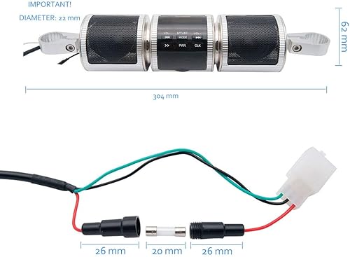 Miniatura 9 de MASO Altavoces estéreo inalámbricos Bluetooth impermeables para motocicleta, montaje en manillar, reproductor de música MP3, sistema amplificador de