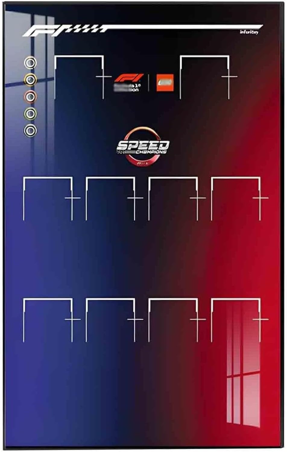 KGAIXN Wall Mount Display for Lego Speed Champions F1 10 Car Set 77242-77251, Acrylic Shelf Case 50x80cm, Hobby Room Decor for Collectors Fits 77242 77251 Models Not I, With USB LED Light