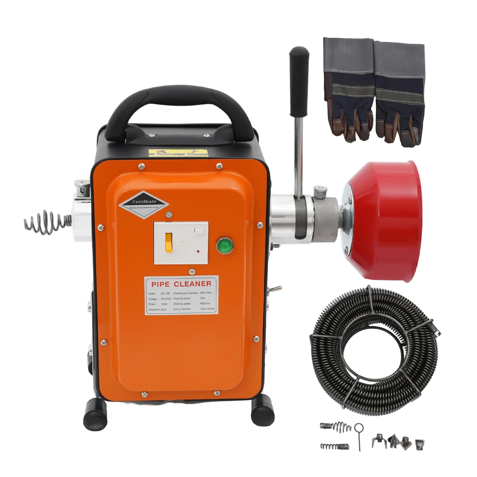 750W Elektrische Rohrreinigungsmaschine, 400r/min Rohrreinigungsspirale mit 20m Reinigungslänge, Profi Rohrreinigungs Abflussreiniger für Ø20-150mm Rohr
