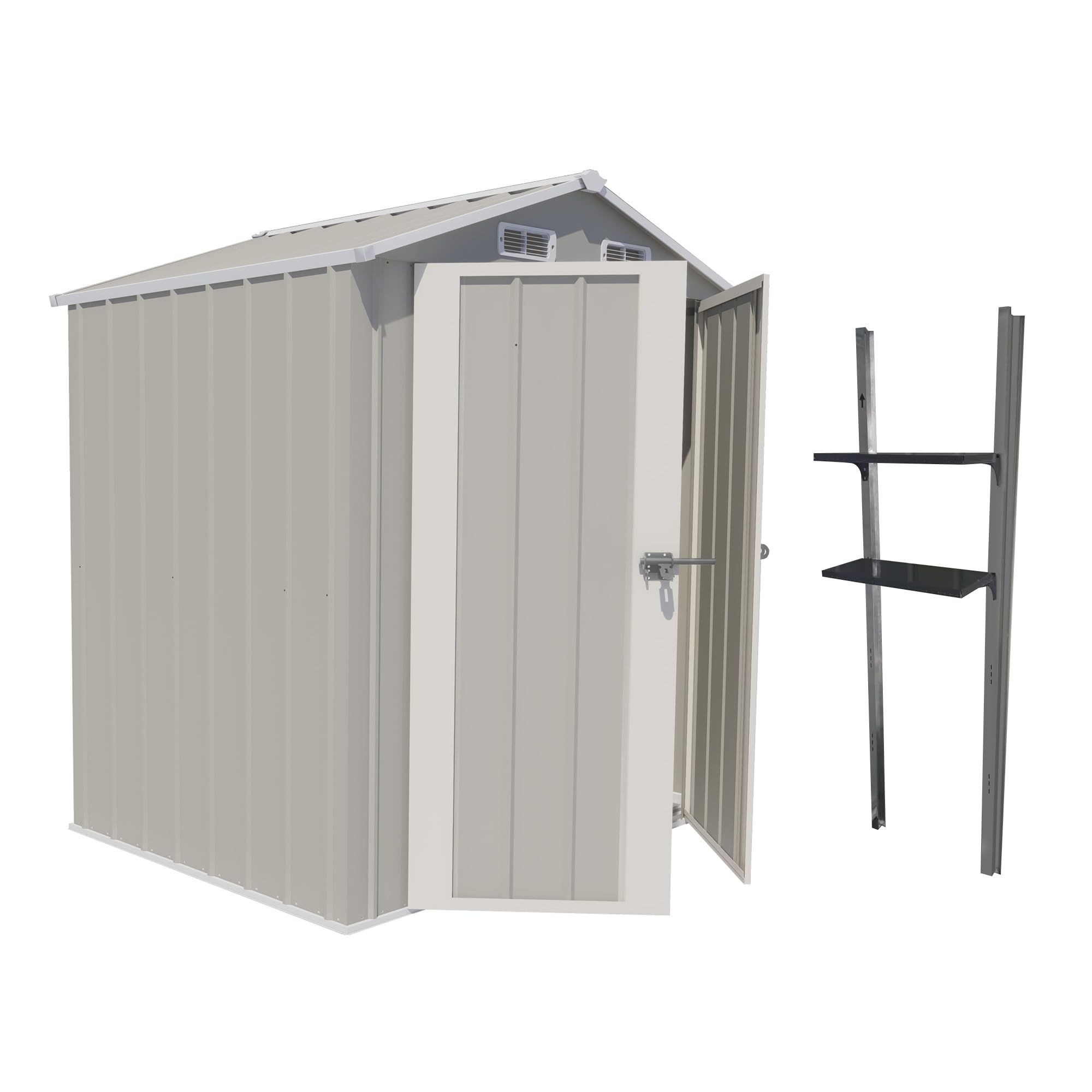 Amazon.co.jp: 屋外物置 グレーホワイト 大型屋外スチール収納庫 可動 