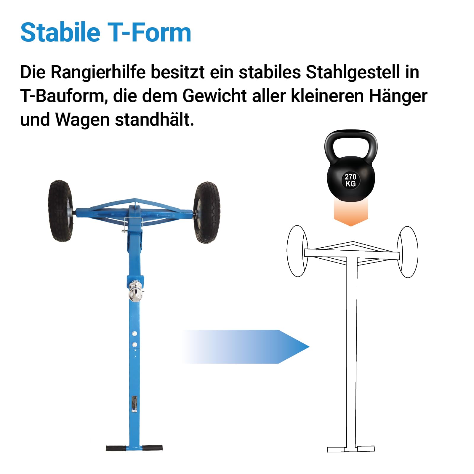Bituxx Rangierhilfe Mover für Anhänger Trailer Hänger Rangierwagen Wohnwagen mit Kugelkupplung & Höhenverstellung einfaches Rangieren bis 270Kg