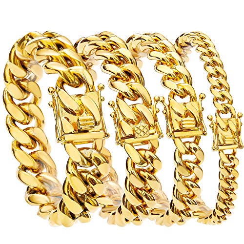 Wintrend Gold Cuban Link Chain Necklace Or Bracelet With Design Box Clasp For Men 18K Gold Stainless Steel Hip Hop Miami Curb Chains cover
