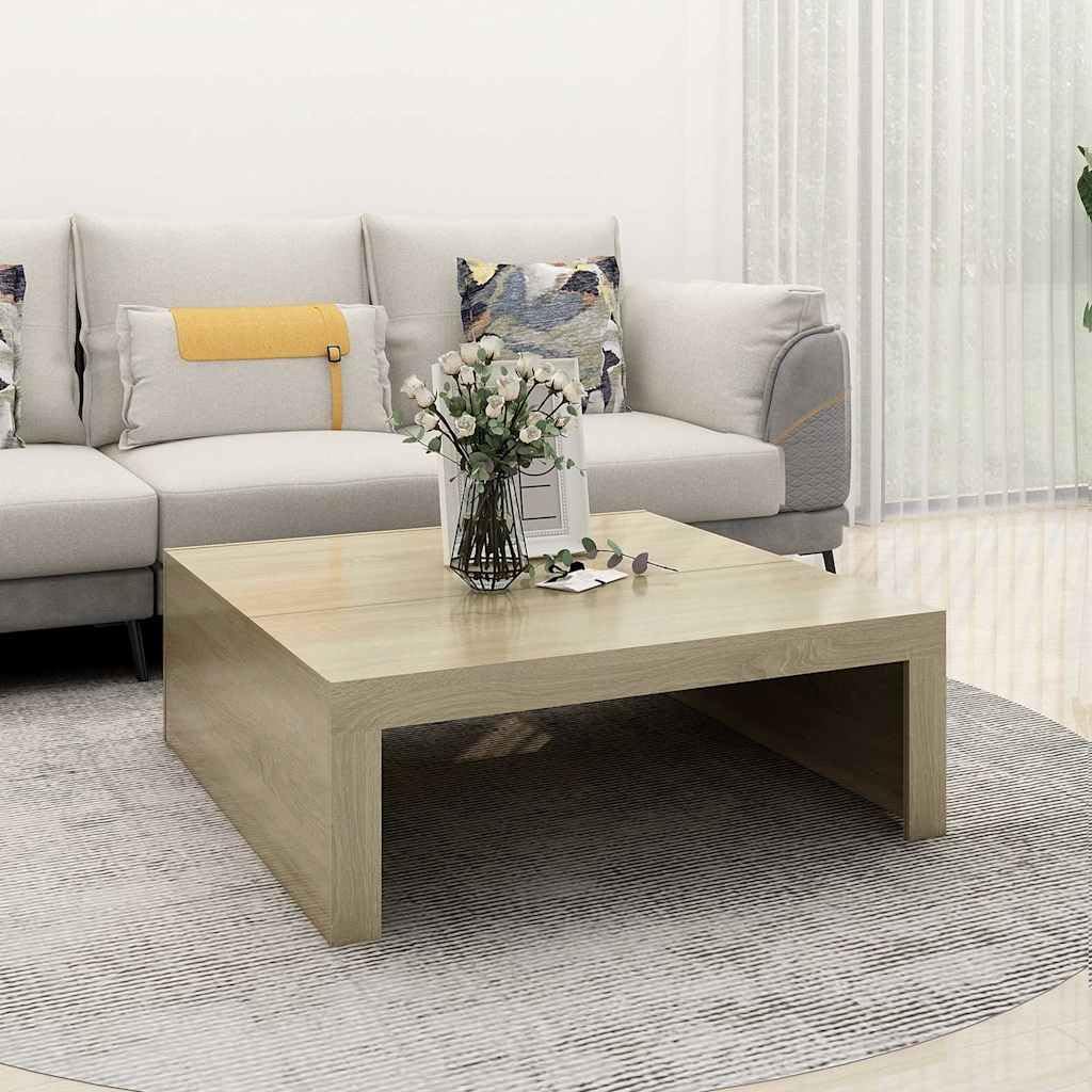 SXZenSpace Coffee Table Sonoma Oak 100x100x35 cm Engineered Wood Modern Large Square Living Room for Lounge Tea Centre Side Occasional Furniture Easy Assembly