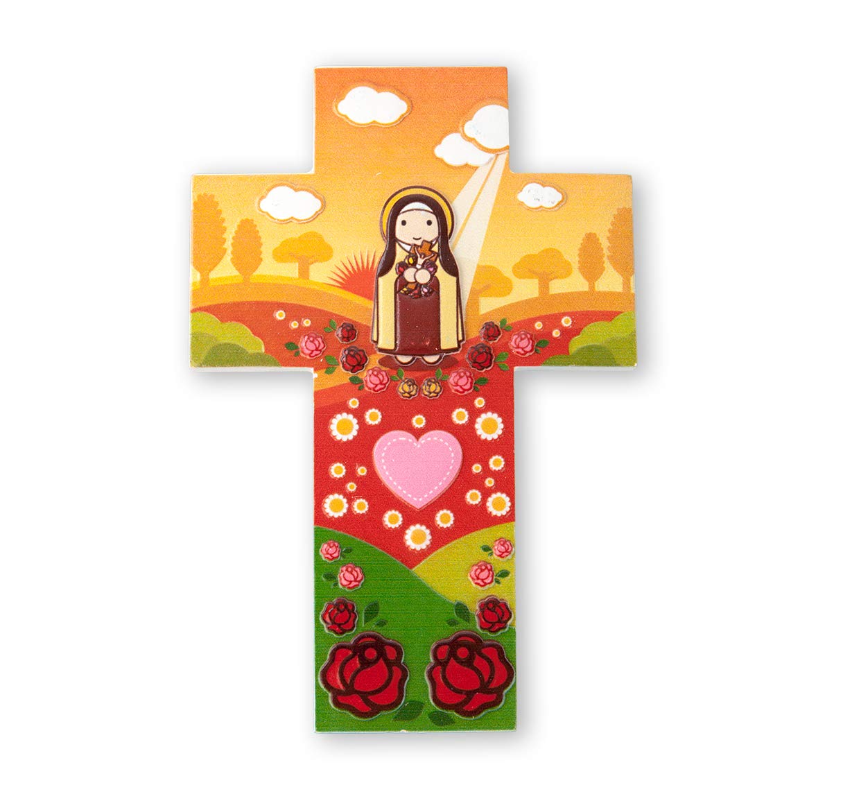 Saint Therese Little Drops of Water St Hanging Wall Cross, 5 3/4 Inch