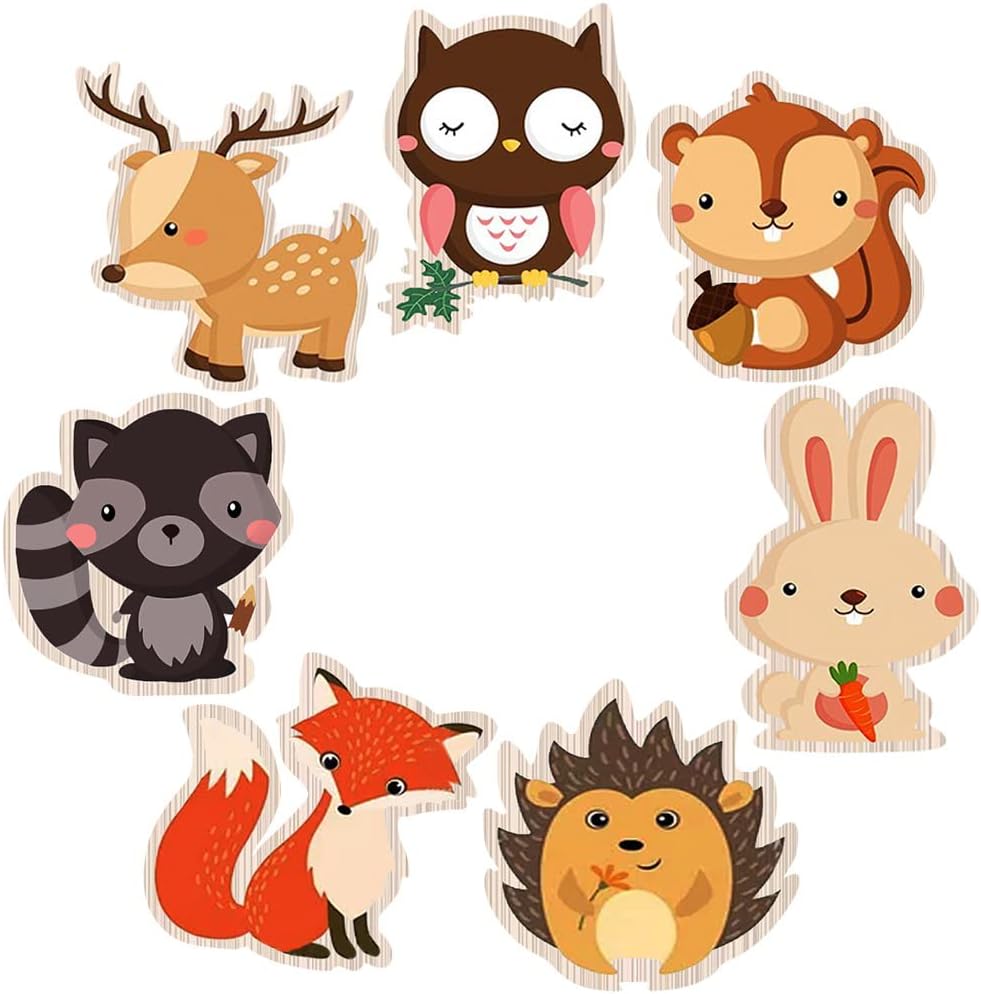 Mity rain Double-Sided Woodland Creatures Cutouts - Forest Animal Centerpiece for Woodland Theme Baby Shower or Birthday Party - Set of 21