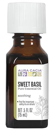 Aura Cacia Aceite esencial dulce de albahaca pura  0.5 fl. oz.  Ocimum basilicum