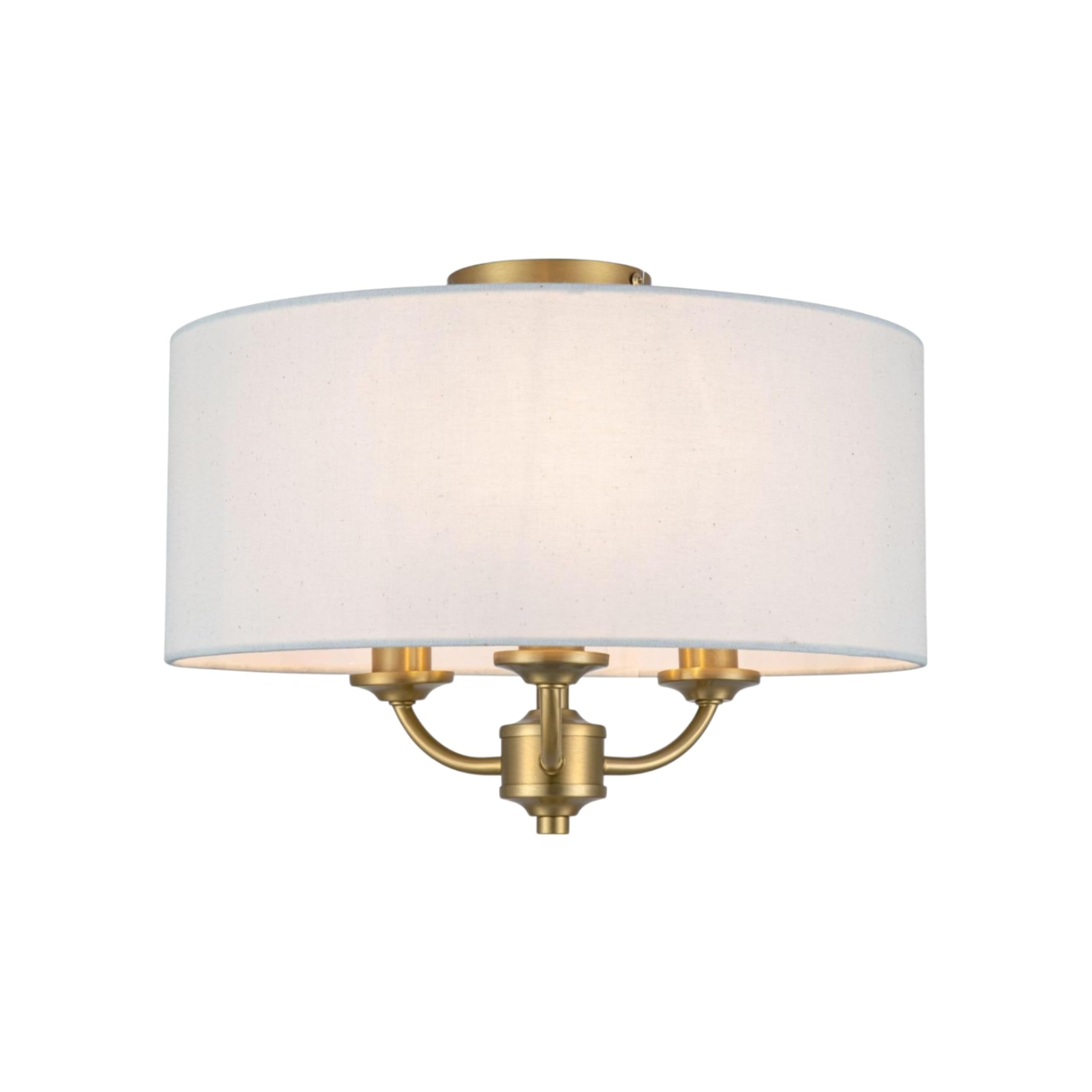 Cosylyte Winston 3-Light Semi Flush Ceiling Light, Classic Faux Linen Drum Shade with Bronze Base, E14 LED Compatible, Ceiling Lights for Living Room, Bedroom & Hallway โ image 1