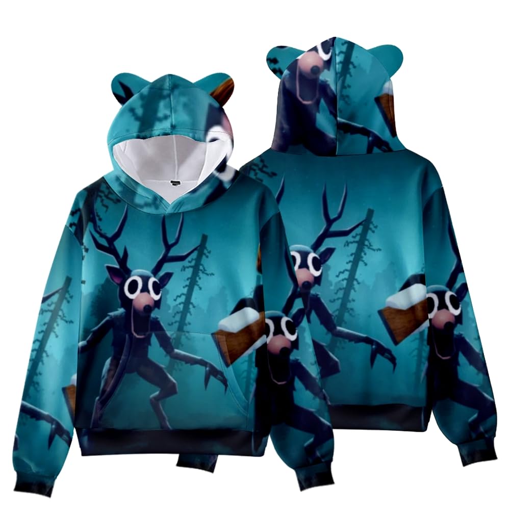 Hzsyc Boys E 99 Nights In Th Forest 3D Figur Printed Sweatshirt Kids Funny 99 Nights In Th Forest Cat's Ar Shaped Hoodi (,11-12Years)