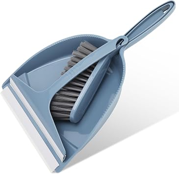 Hand Broom and Dustpan with Squeegee,Mini Dust Pan and Brush Set with a Scraper for Quick Cleanups,3-Piece Wall Mountable Cleaning Tools for Particles,Little Messes,Hair,Crumb