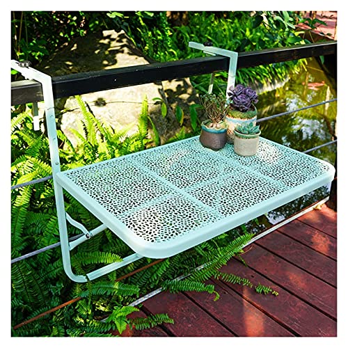 WZYJLyds Tavolo Ringhiera Pieghevole, Balcone Tavolo Pieghevole All'aperto Impermeabile Anti Ruggine Portafiori Pieghevole per Balcone, Terrazza, Ringhiera (Colore : Green)