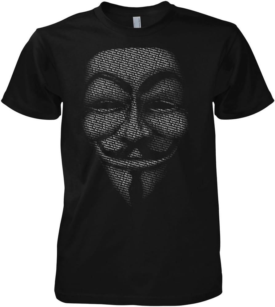 Geek Hacker - Anonymous Slogan Mask 701475 T-Shirt , Black, 4XL