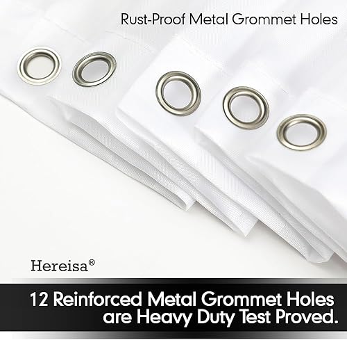 Miniatura 4 de Cortina de ducha de tela blanca con imanes, cortina de baño resistente e impermeable de 85 GSM, 12 ojales de metal reforzados (72 x 72 pulgadas)