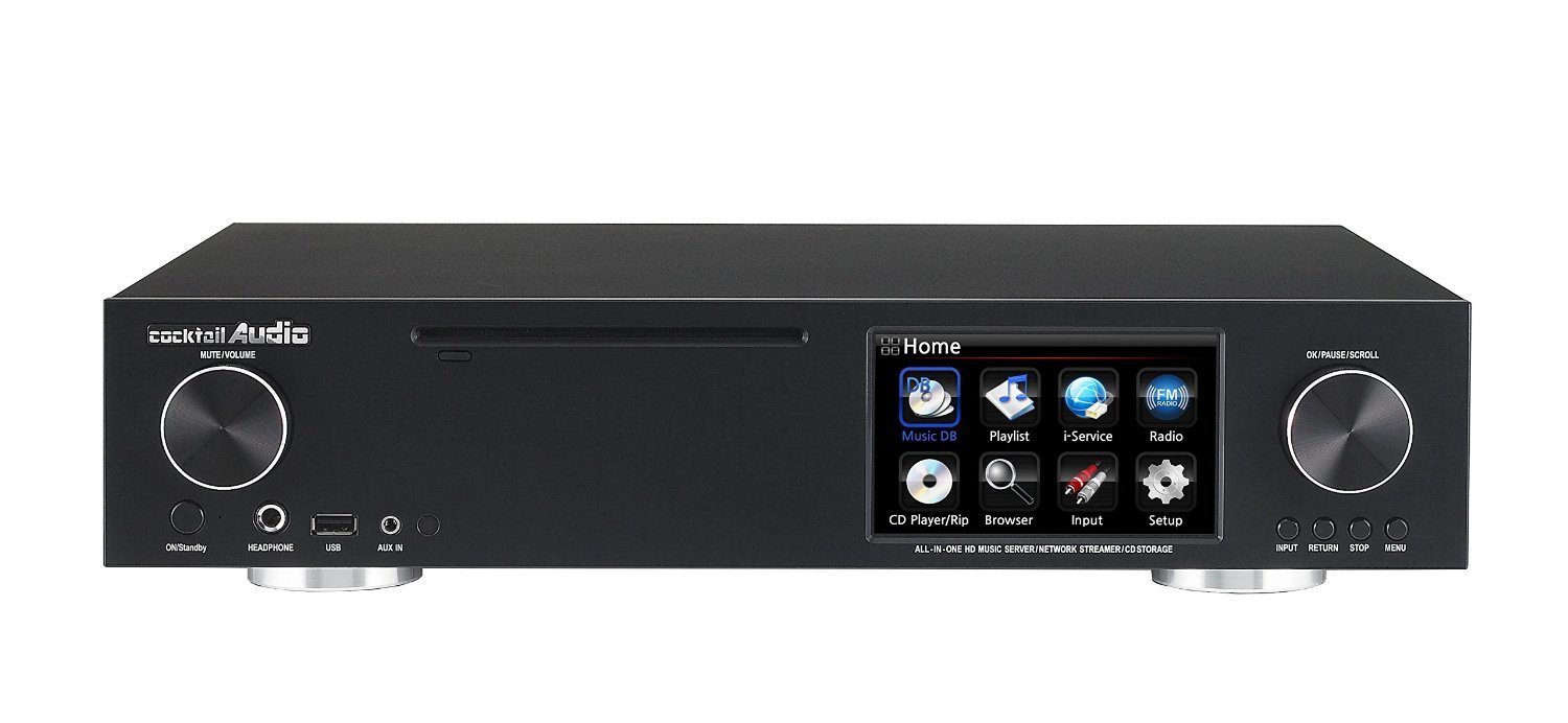 CocktailAudio X30 All-in-One HD - Server musicale (radio FM integrata, lettore CD, Wi-Fi, amplificatore digitale), colore: Nero