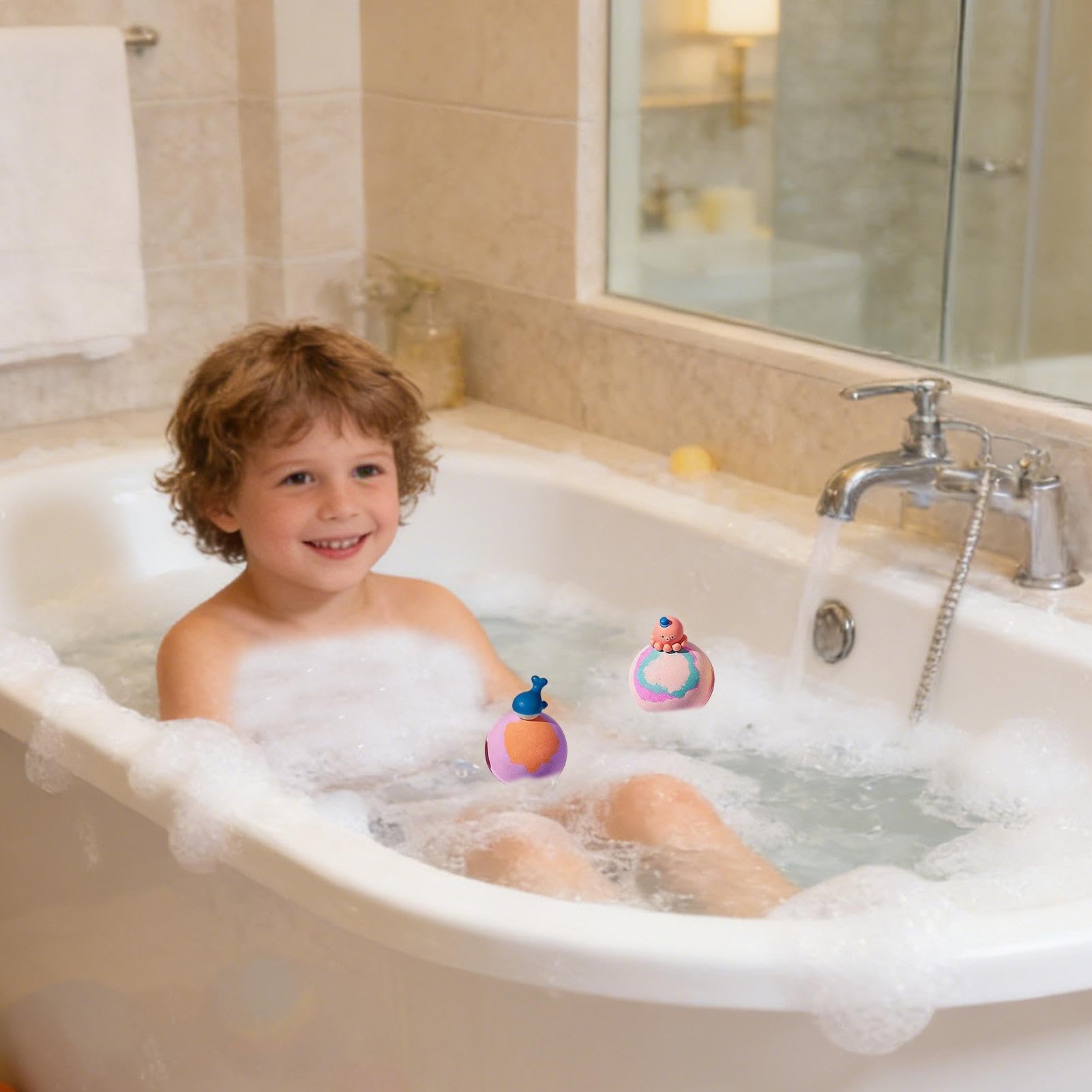 Kule do Kąpieli dla Dzieci 12 Sztuk Orzeźwiające Tęczowe Barwne Pianujące | Drobiazgi do Świątecznej Skarpety Kąpielowe Kule Dla Rodziny Dzieci Chłopców Dziewczynek