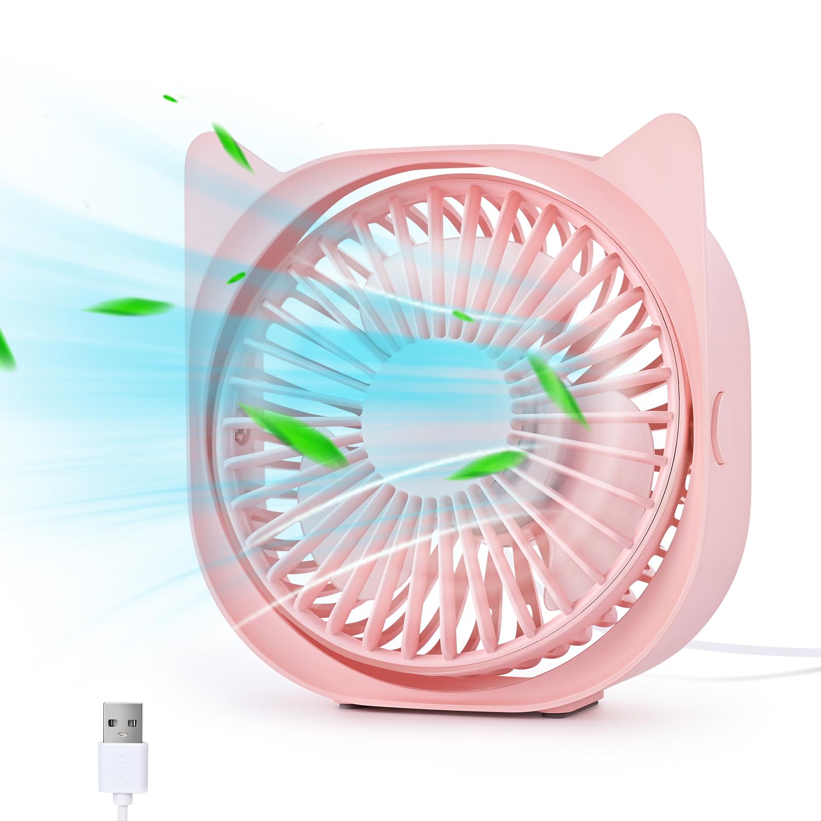 4" Mini USB Desk Fan with USB-Powered, 3-Speed Quiet Cooling Fan with 360° Rotation - Portable High Airflow for Home Office Car Travel Indoor Outdoor