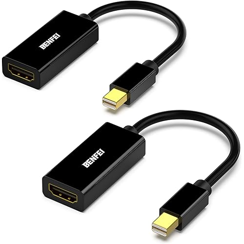 BENFEI Mini DisplayPort to HDMI Adapter 2 Pack, Mini DP(Thunderbolt) to HDMI Converter Gold-Plated Cord Compatible for MacBook Pro, MacBook Air, Mac Mini, Microsoft Surface Pro 3/4, etc