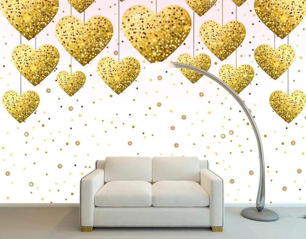Hxcok 壁紙シンプルな手描きゴールデンハート3d壁画hd写真家のリビングルームのテレビの背景の装飾 4x260cm 壁紙 Amazon