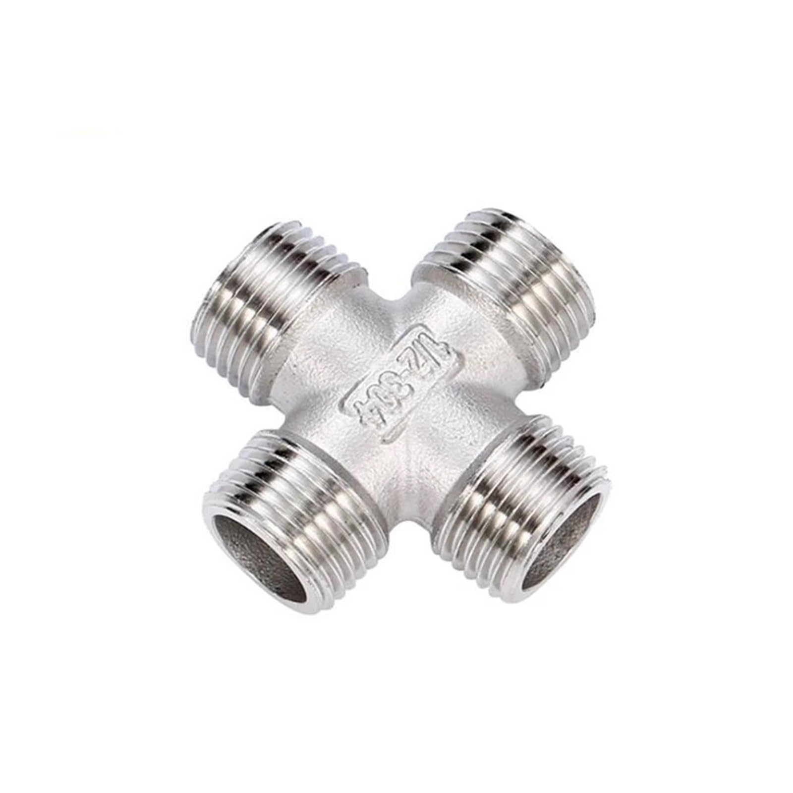 1/4'' - 2'' Male Thread Equal Cross Type 304 Stainless Steel DN8 - DN50 Water Pipe Fitting Joint 4 Ways Connector(1-1/4")