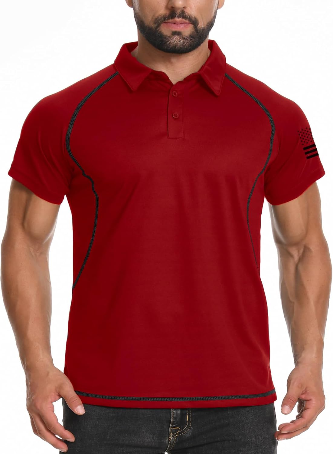 h hyfol short sleeve polo shirts for men graphic stretch casual american patriotic raglan golf polos for men 18-red small