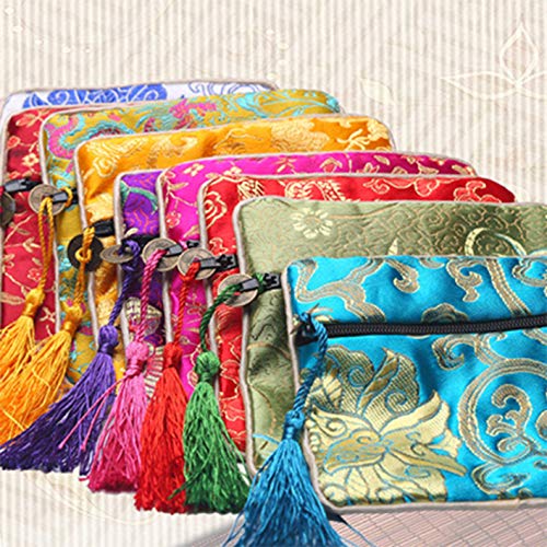 Nhw Eavoqlb 16Pcs Traditional Brocade Bag Embroidery Bag Jewelry Bag Shu Jin Fringed Wallet Zipper Jewelry Bag Value Set #TOP2
