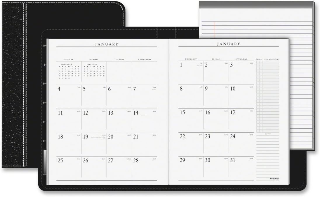 2013 Appointment Book, Padfolio, Bookbound, Jan-Jan, Monthly, 9"x11", Black AAG7029005