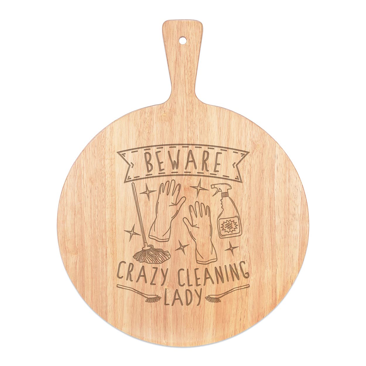 Plateau de service rond en bois 45x34cm avec poignée planche à pizza