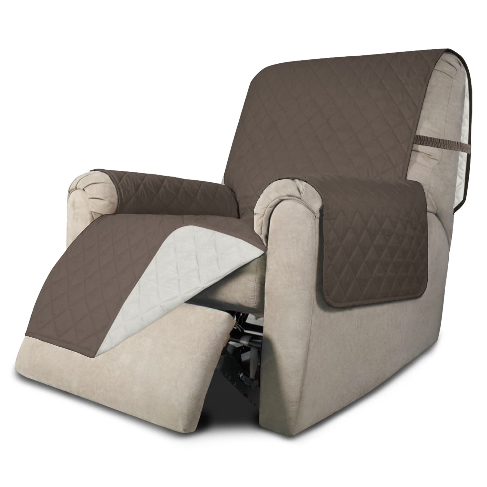 Easy-Going Recliner Chair Slipcover Reversible Sofa Cover Water Resistant Couch Cover Furniture Protector with Elastic Straps for Pets Dog (Recliner 22 inch, Taupe/Ivory)