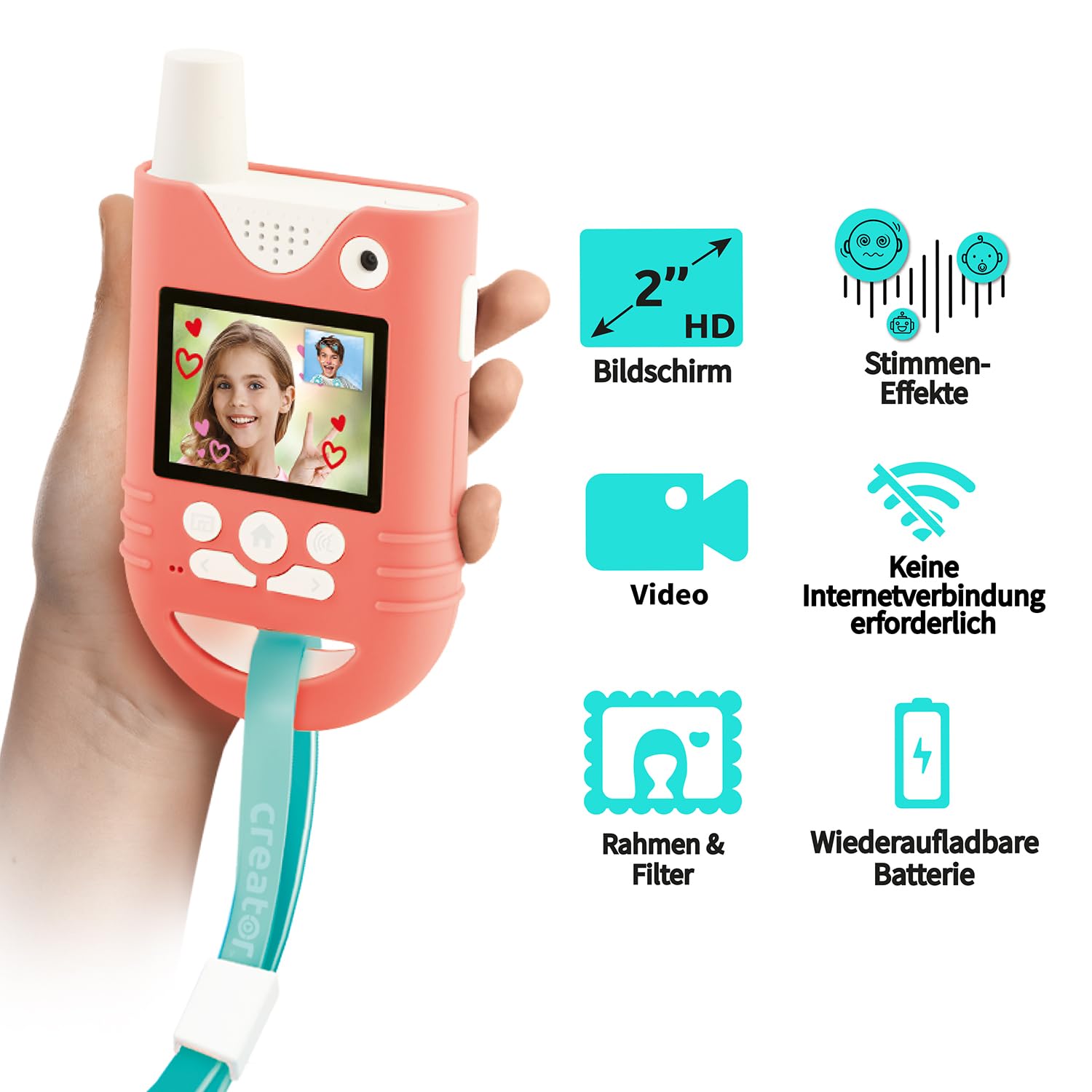 Canal Toys - 2-in-1 Video Walkie-Talkie Set - mit Farbbildschirm & Kamera - 300 m Reichweite - 20 Filter & 5 Stimmen - USB-C & Akku - interaktives Elektronikspiel ab 5 Jahren - INF 042