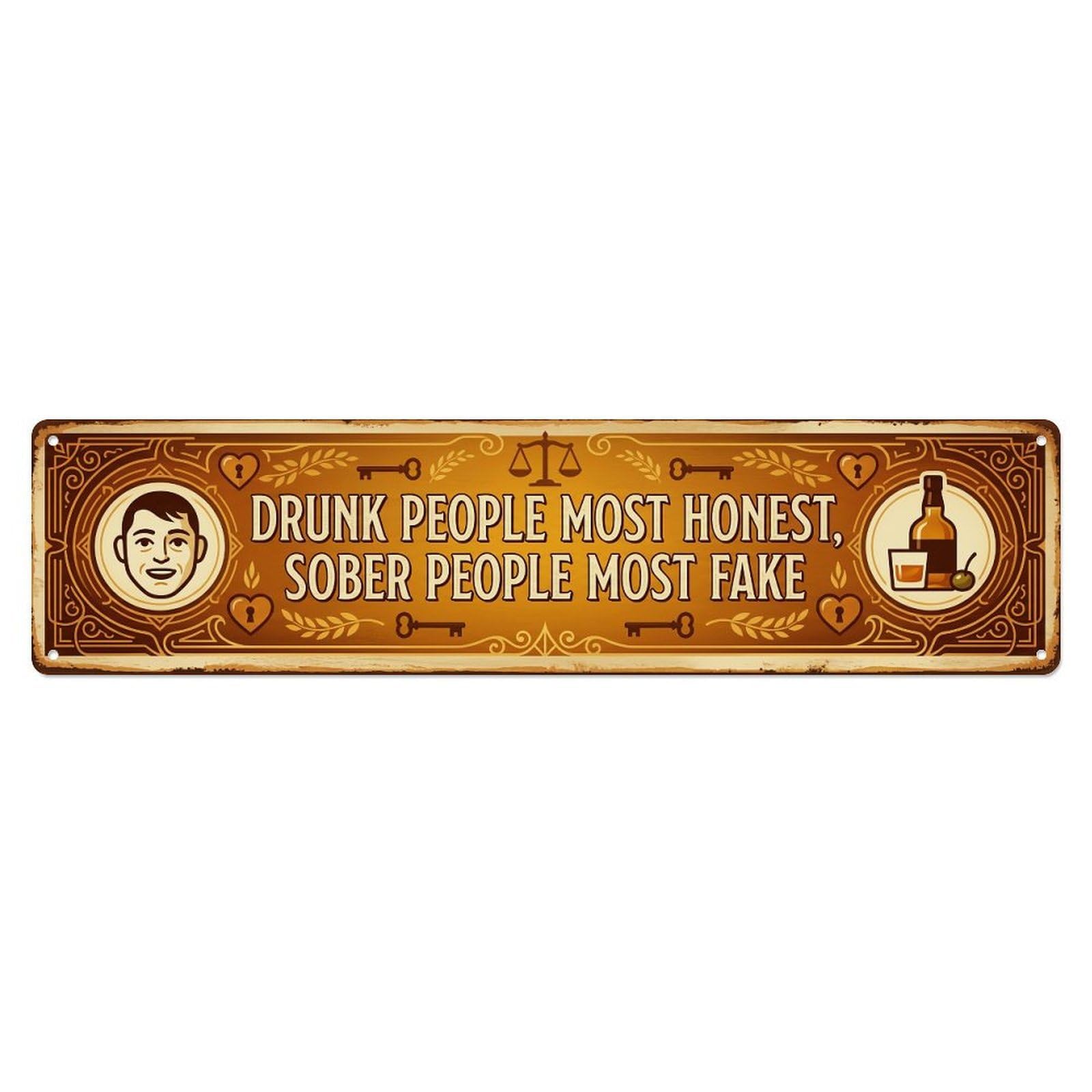 Drunk Honest Lounge Truth Metal Tin Skinny Sign Plaque Wall Decor for Cafe, Club Bar, Office, Home Garden Metal Poster 4x16Inch