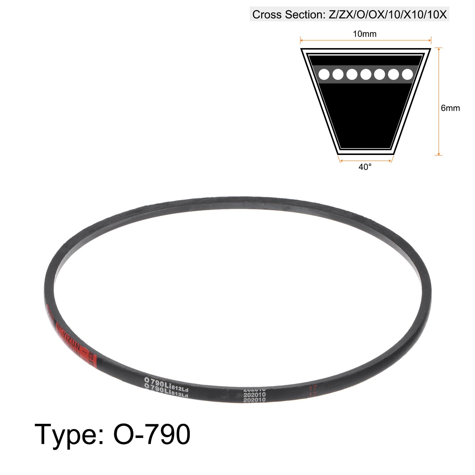 sourcing map O-790 V-Correas Transmisión, Trapezoidal Correas 790mm Paso Longitud Goma para Potencia Transmisión