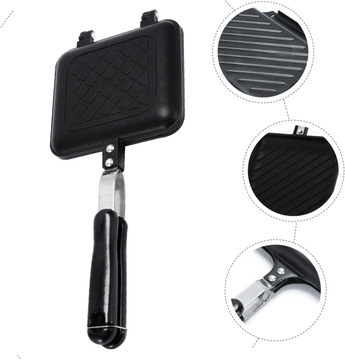 BESTonZON Baking Cookware Kitchen Aluminum Double Non-stick Machine Pan Panini Grill Press Alloy Use Making Toast Hot Trays Side with Maker Design Flip Household Omelette Essential