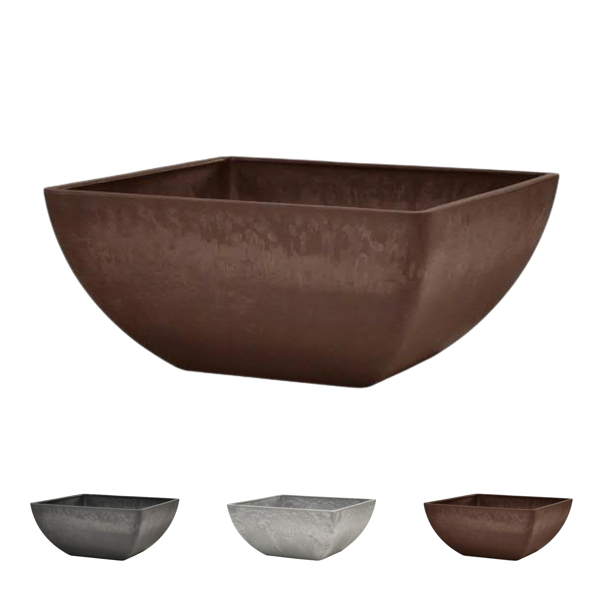 Klocke Ecostone Pflanzschale ECO704 - Quadratische Dekoschale in Stein-Optik - Nachhaltiger Kunststoff mit 70% Recycling-Anteil - UV-beständig und Wetterfest (40 cm x 40 cm Höhe 18 cm - Schoko)