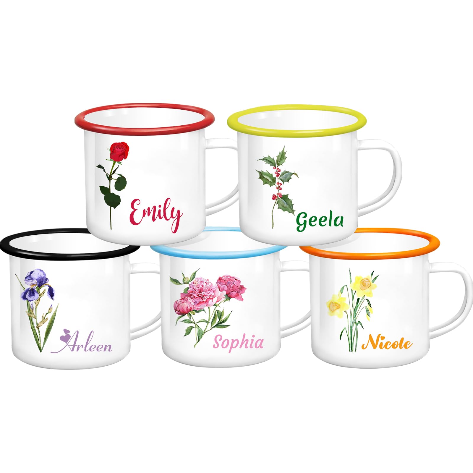 Personalized Mugs for Kids Boys Girls 11oz Custom Cup for Hot Chocolate Coffee Cocoa Customized Enamel Stainless Steel Mug Birthday Gifts with Birth
