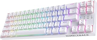 LTC NB681 Nimbleback Wired 65% Mechanical Keyboard, RGB Backlit Ultra-Compact 68 Keys Gaming Keyboard with Hot-Swappable Switch and Stand-Alone Arrow/Control Keys (Brown Switch, White)