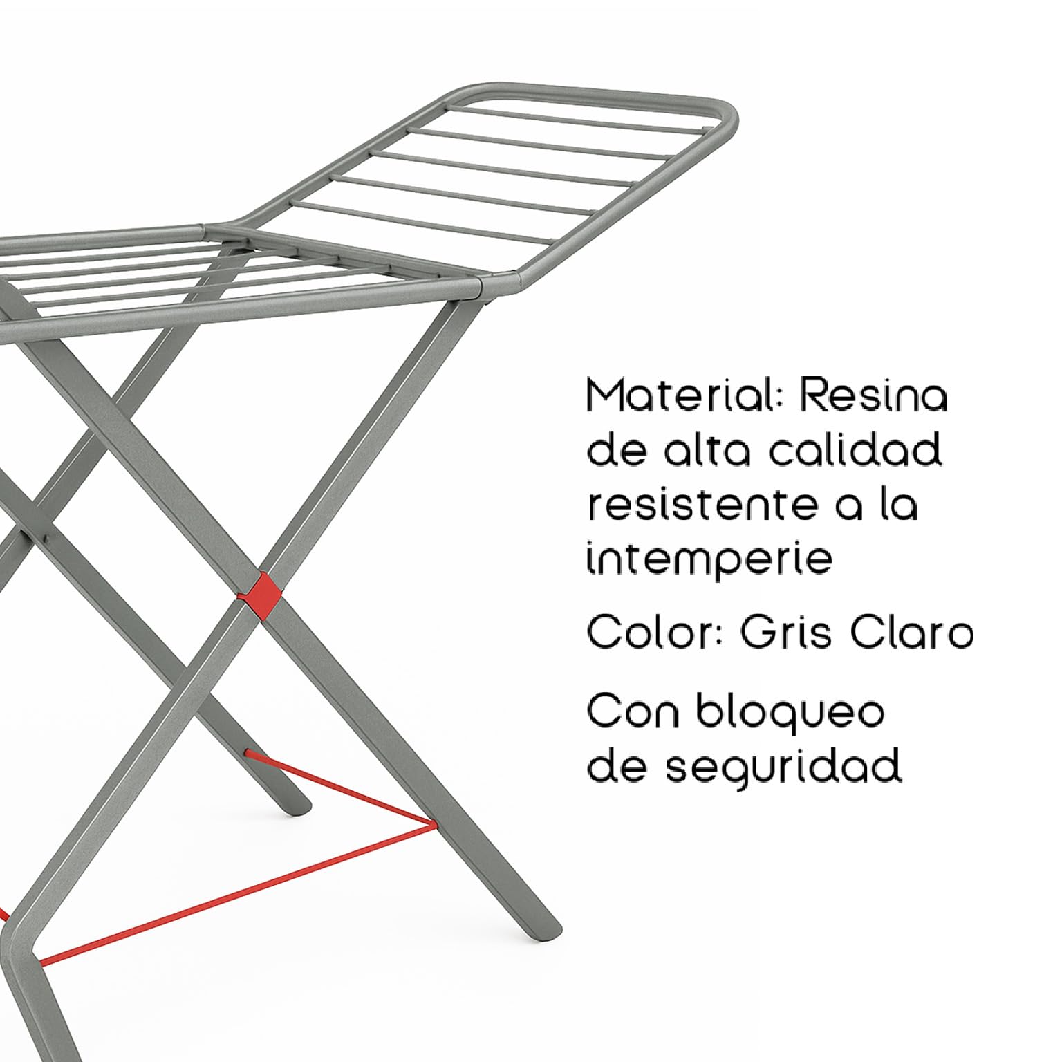 TIENDA EURASIA – Tendedero Plegable | Material Resina | Color Gris Claro | Superficie de Tendido 20 Metros | con Bloqueo de Seguridad | Medidas 55x180x108 cm