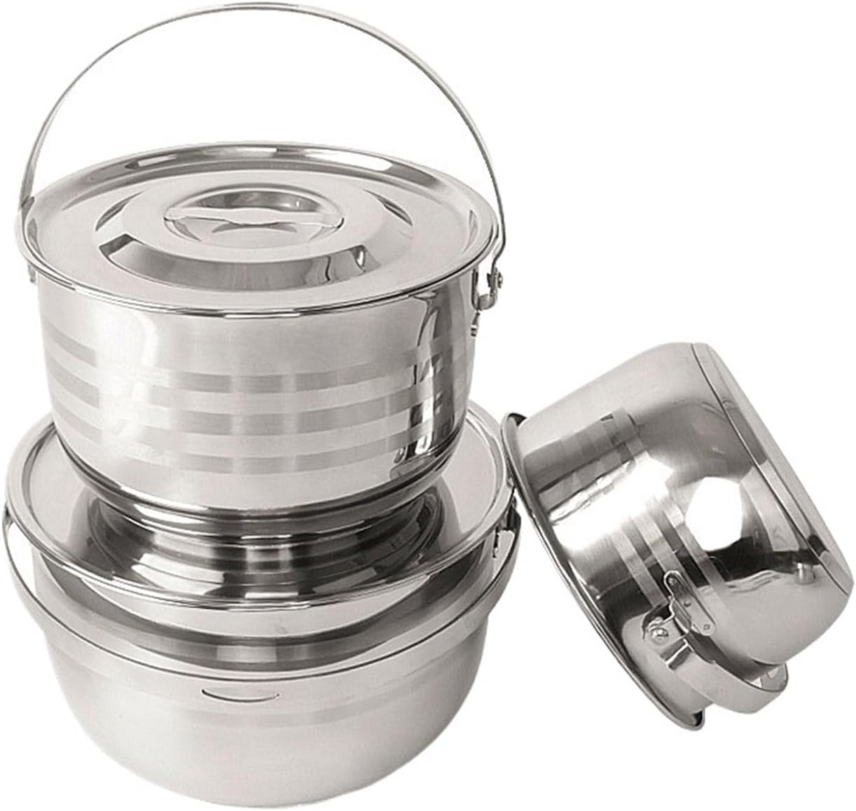 Compatible for NOBANA&CLS Outdoor Tableware Stainless Steel Set Pot Thickened Picnic Barbecue Multi-Purpose Portable Camping Hanging Soup