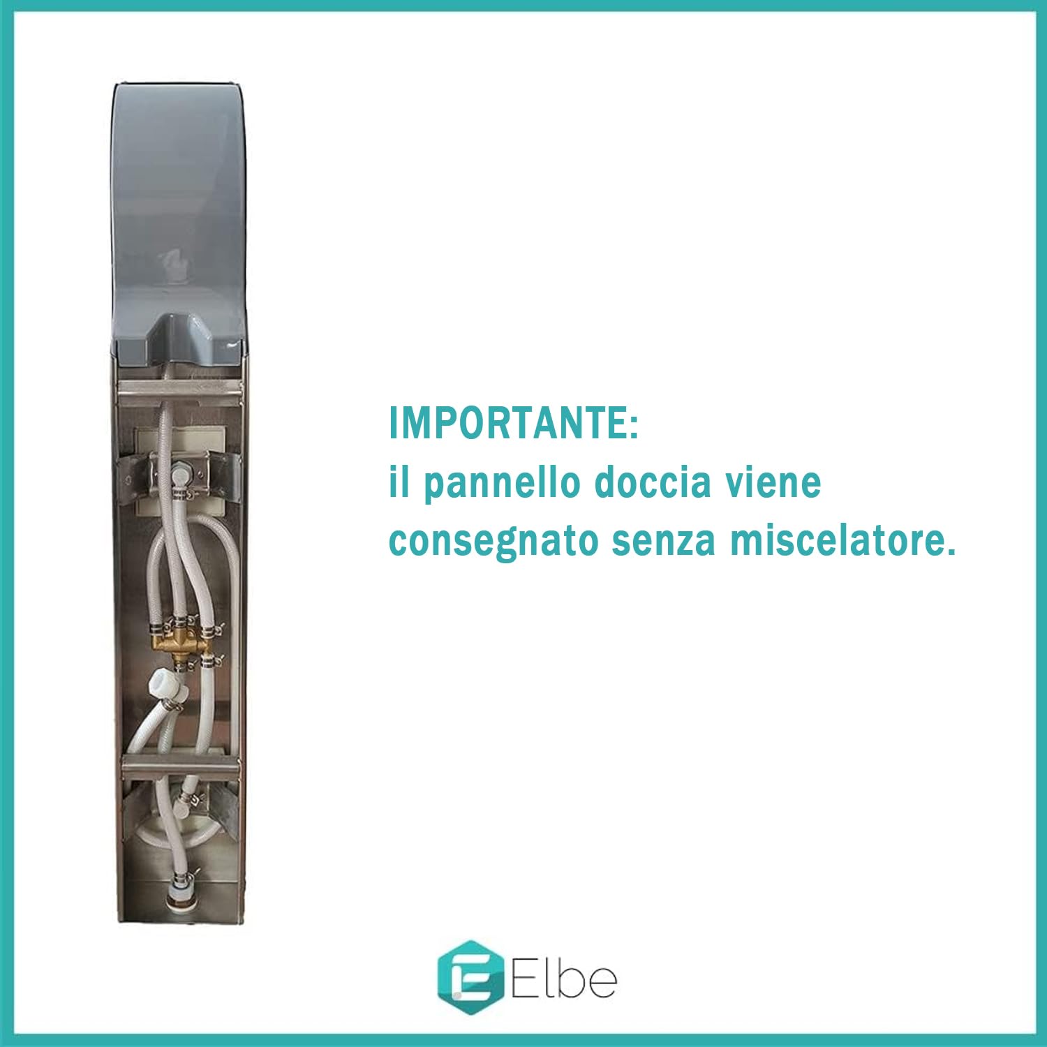 Elbe Pannello Doccia in Acciaio Inox 304 Colonna Doccia Idromassaggio Senza Miscelatore con 3 Funzioni e Doccetta, per Bagno, facile da installare