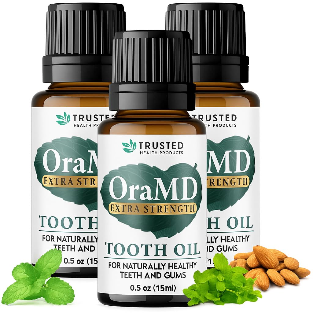 OraMD Extra Strength (3) - Natural Solution for Healthy Teeth & Healthy Gums - Original Tooth Oil with Essential Oils - Toothpaste & Mouthwash Alternative