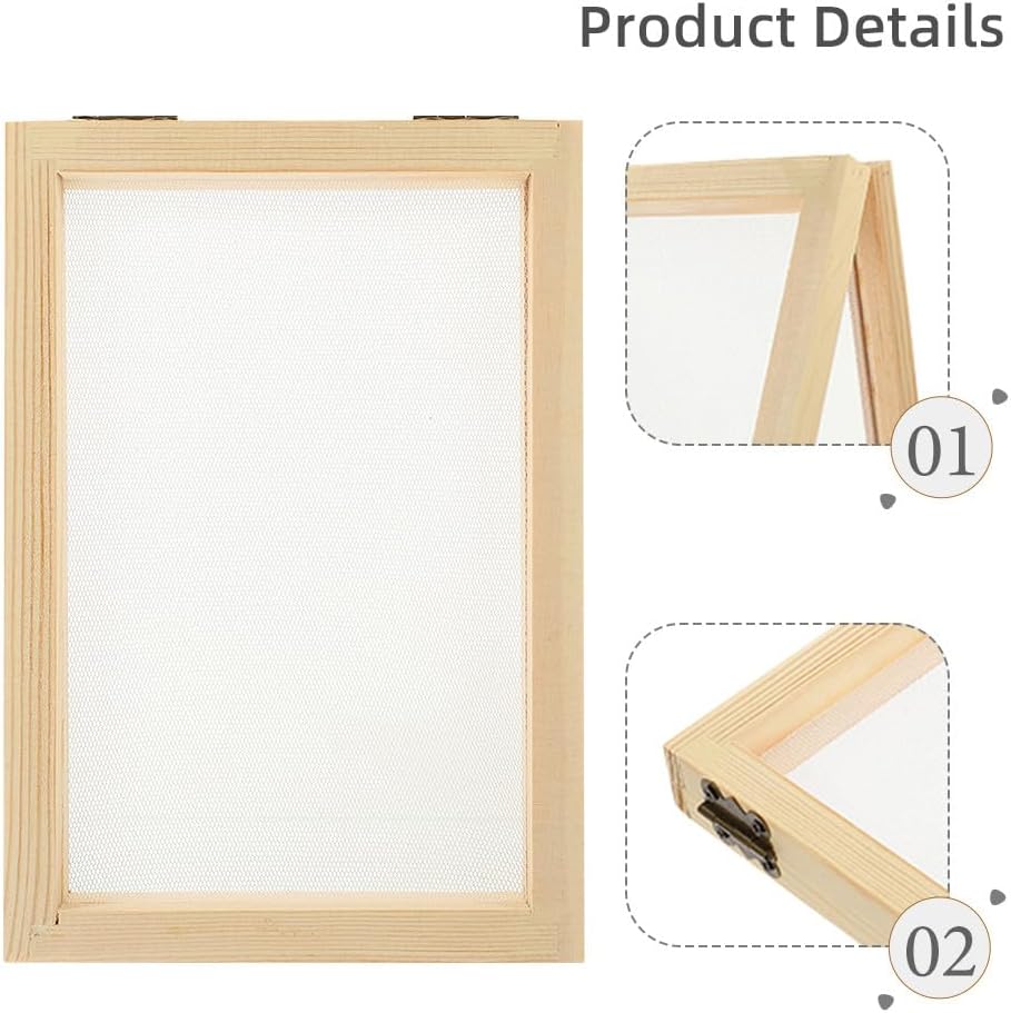 Beavorty 4pcs DIY Paper Making Frame Wooden Screen Handicraft Paper Moldle Frame
